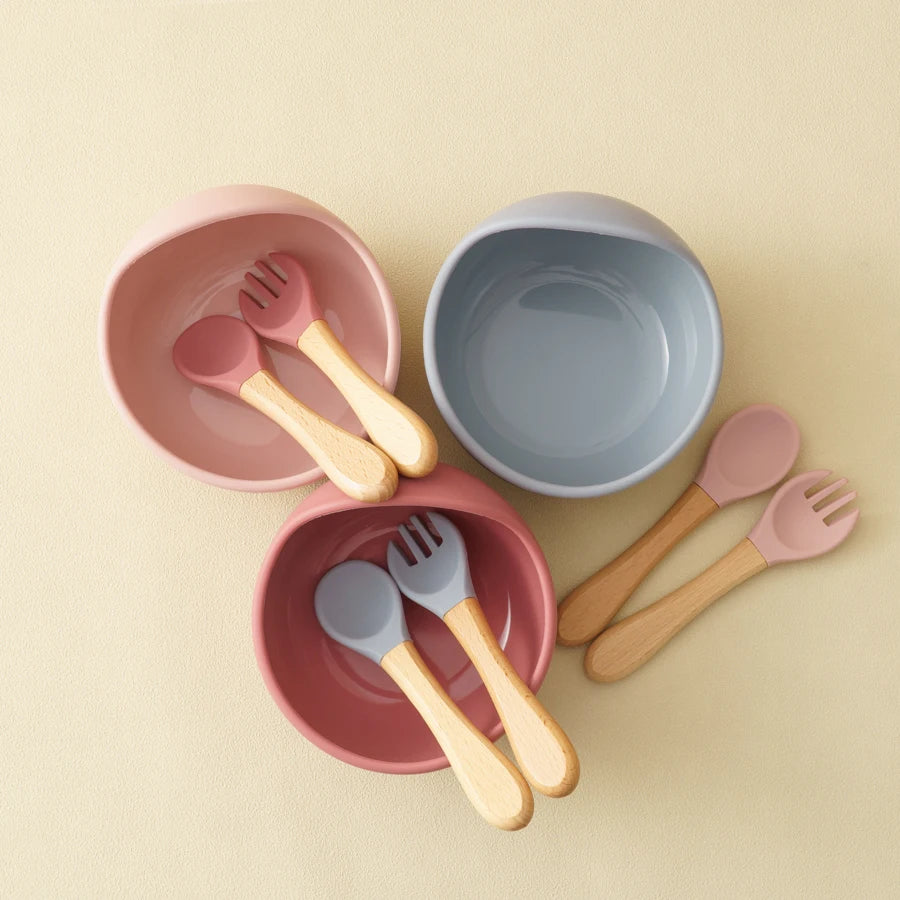 3Pcs Silicone Bowl & Cutlery Set