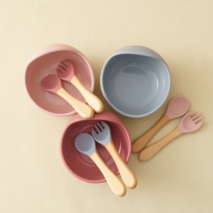 3Pcs Silicone Bowl & Cutlery Set