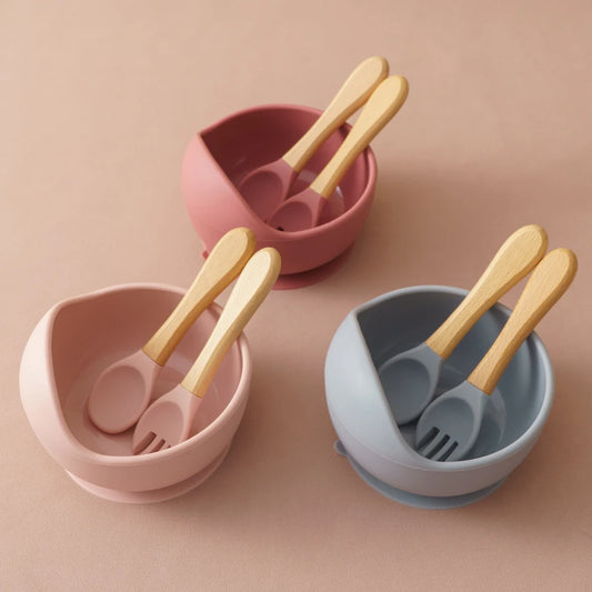 3Pcs Silicone Bowl & Cutlery Set